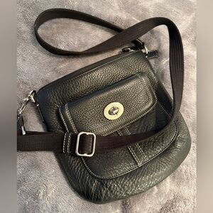 Coach Black Textured Leather Crossbody Bag